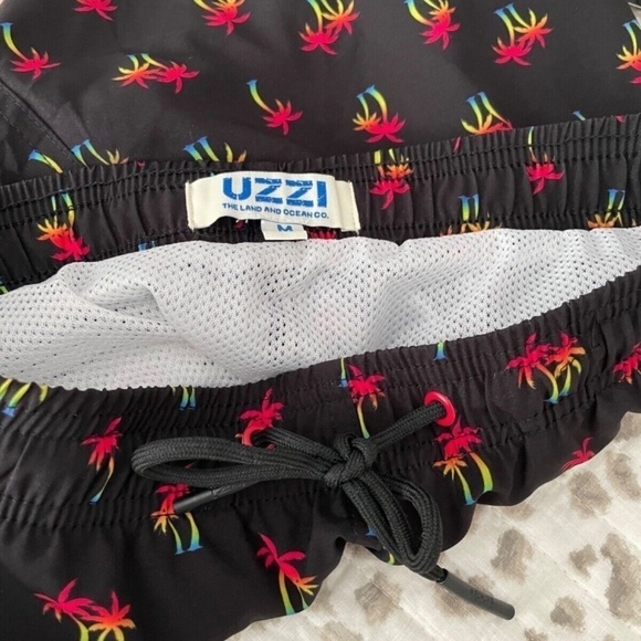 Uzzi Men's Coco Cay Swim Trunks; Black w/ Rainbow Palm Trees; Size M; NWT ($50) - Picture 6 of 6